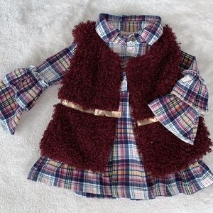 Little Lass Plaid Dress and Vest Outfit 2 pc 12M